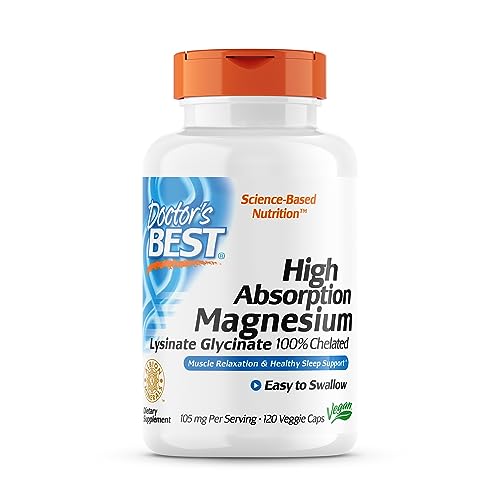 Doctors Best High Absorption Magnesium Lysinate Glycinate Capsule, Easy to Swallow, 120 Ct