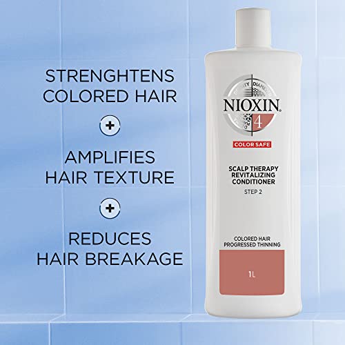 Nioxin System 4 Scalp Therapy Conditioner with Peppermint Oil, Treats Dry Scalp, Provides Moisture Control & Balance, For Color Treated Hair with Progressed Thinning, 33.8 fl oz