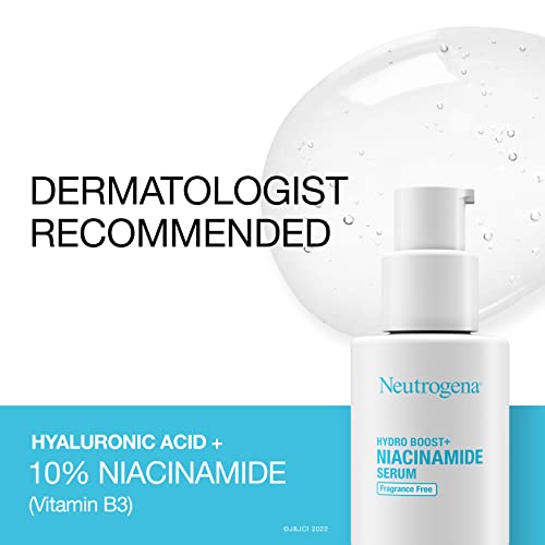 Neutrogena Hydro Boost + Niacinamide Serum for Face with Hyaluronic Acid & Vitamin B3, Multi-Action Face Serum to Hydrate & Improve Skin Complexion & Refine Look of Pores, Fragrance Free, 1 oz