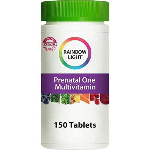 Rainbow Light Prenatal One Multivitamin, Folic Acid, Calcium, & Vitamin D, Gluten Free, Supports from Conception to Postnatal, Clinically Proven Absorption, 150 Tablets