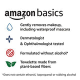 Amazon Basics Make Up Remover Wipes, Original, 150 Count (6 Packs of 25) (Previously Solimo)