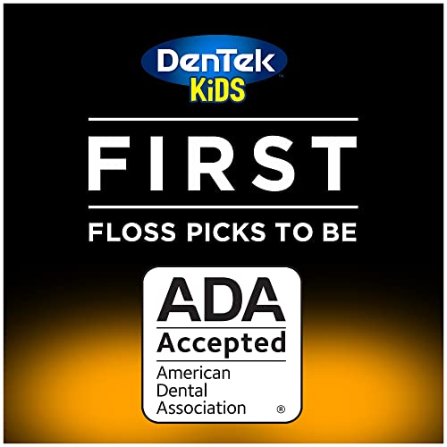 DenTek Kids Fun Flossers, Removes Food & Plaque, Wild Fruit Flavored Floss Picks, 75 Count, 6 Pack