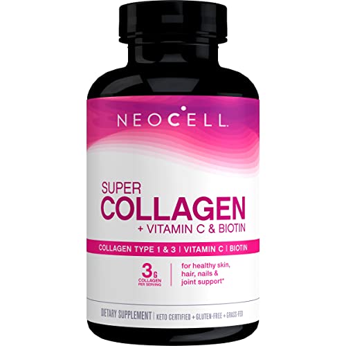 NeoCell Super Collagen Peptides + Vitamin C & Biotin, 3g Collagen Per Serving, Gluten Free, Promotes Healthy Hair, Beautiful Skin, and Nail Support, Dietary Supplement, 270 Tablets