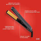 CHI Original Ceramic Hair Straightening Flat Iron | 1 Plates | Black | Professional Salon Model Hair Straightener | Includes Heat Protection Pad