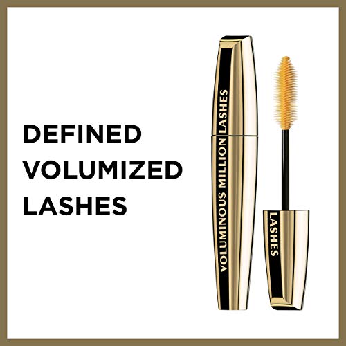 L’Oréal Paris Makeup Voluminous Million Lashes Volumizing, Defining, Smudge-Proof, Clump-Free Lengthening, Collagen Infused Eye Makeup Formula, Amplifying Mascara Brush, Black Brown, 0.3 fl oz.