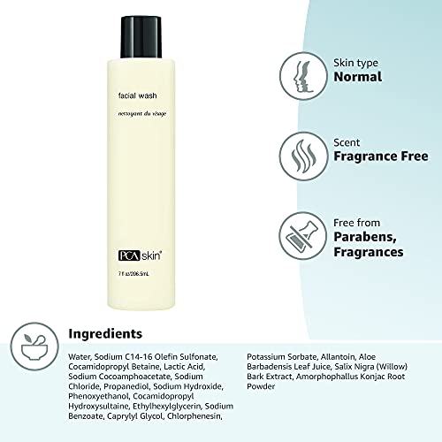 PCA SKIN Gentle Hydrating Facial Wash, Foaming Face Wash, Removes Makeup and Hydrates and Purifies Skin, Good for Sensitive, Combination, and Normal Skin, Hydrating Face Wash, 7 oz Bottle