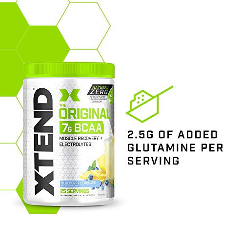 XTEND Natural Zero BCAA Powder Blueberry Lemonade | Free of Artificial Sweeteners, Flavors, and Chemical Dyes | Post Workout Drink with Amino Acids | 7g BCAAs for Men & Women | 25 Servings