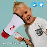 Pyle Megaphone Speaker PA Bullhorn - 20 Watts & Adjustable Vol Control w/ Built-in Siren & 800 Yard Range for Football, Baseball, Hockey, Cheerleading Fans & Coaches or for Safety Drills - PMP20