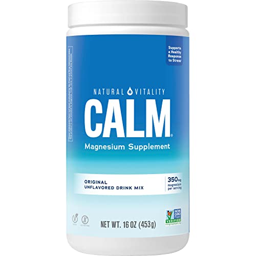 Natural Vitality Calm, Magnesium Citrate Supplement, Anti-Stress Drink Mix Powder - Gluten Free, Vegan, & Non-GMO, Orange, 16 oz