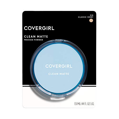 COVERGIRL Clean Matte Pressed Powder, Oil Control Powder, 1 container, .35 Fl Oz, Face Powder, Oil Free Loose Powder, Matte Finish, Lightweight, Shine Free Formula, Leaves Skin Smooth and Clean