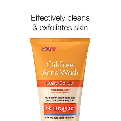 Neutrogena Oil-Free Acne Face Scrub, 2% Salicylic Acid Acne Treatment Medicine, Daily Face Wash to help Prevent Breakouts, Oil Free Exfoliating Facial Cleanser for Acne-Prone Skin, 4.2 fl. oz