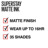 Maybelline New York Super Stay Matte Ink Liquid Lipstick Makeup, Long Lasting High Impact Color, Up to 16H Wear, Exhilarator, Ruby Red, 1 Count