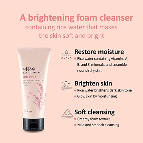 THE FACE SHOP Rice Water Bright Foam Cleanser 300ml, 10.14 Fl Oz (Pack of 1)