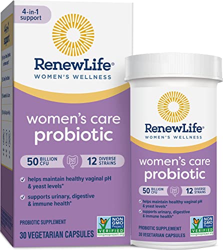 Renew Life Probiotics for Women, 50 Billion CFU Guaranteed, Probiotic Supplement for Digestive, Vaginal & Immune Health, Shelf Stable, Soy, Dairy & Gluten Free, 60 Capsules