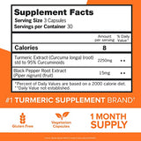 Qunol Turmeric Curcumin with Black Pepper, 2250mg Turmeric Extract with 95% Curcuminoids, Extra Strength Turmeric Supplement, Enhanced Absorption, Joint Support Supplement, 90 Vegetarian Capsules