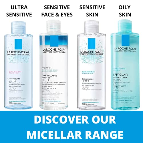 La Roche-Posay Effaclar Micellar Cleansing Water Toner for Oily Skin, Oil Free Makeup Remover, Safe for Sensitive Skin with Thermal Spring Water, 13.52 Fl Oz (Pack of 1)