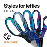 Fiskars 7 SoftGrip Left-Handed Student Glitter Scissors for Kids 12+ - Left-Handed Scissors for School or Crafting - Back to School Supplies - Blue