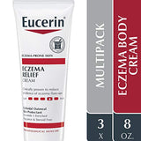 Eucerin Eczema Relief Cream, Full Body Lotion for Eczema-Prone Skin, Moisturizing Eczema Cream, Body Moisturizer, Multi-Pack, 8 oz. Tube (Pack of 3)