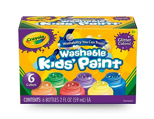 Crayola Washable Kids Paint Set (12 Ct), Classic and Glitter Paint for Kids, Arts & Craft Supplies for Classrooms, Back to School [Amazon Exclusive]