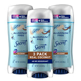 Secret Aluminum Free Deodorant for Women, Rose Scent 2.4 oz (Pack of 3)