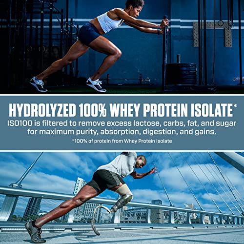 Dymatize ISO100 Hydrolyzed Protein Powder, 100% Whey Isolate Protein, 25g of Protein, 5.5g BCAAs, Gluten Free, Fast Absorbing, Easy Digesting, Strawberry, 20 Servings