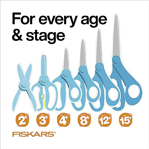 Fiskars 7 SoftGrip Left-Handed Student Glitter Scissors for Kids 12+ - Left-Handed Scissors for School or Crafting - Back to School Supplies - Blue