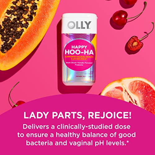 OLLY Happy Hoo-Ha Capsules, Probiotic for Women, Vaginal Health and pH Balance, 10 Billion CFU, Gluten Free - 25 Count