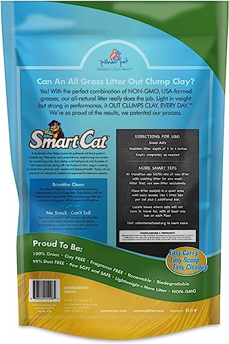 SmartCat All Natural Clumping Cat Litter, 20 Pound (320oz 1 pack) - Alternative to Clay and Pellet Litter - Chemical and 99% Dust Free - Unscented and Lightweight