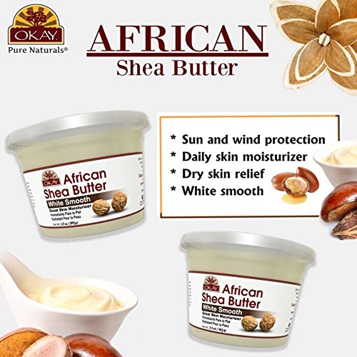 Okay Smooth All Natural,100% Pure Unrefined Daily Skin Moisturizer For Skin & Hair Yellow, Shea Butter, 13 oz