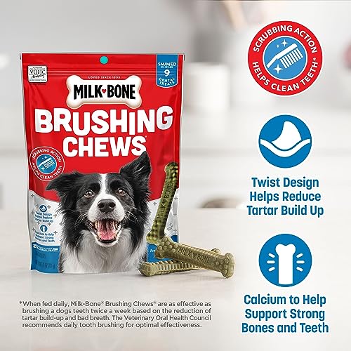 Milk-Bone Fresh Breath Brushing Chews, 18 Large Daily Dental Dog Treats