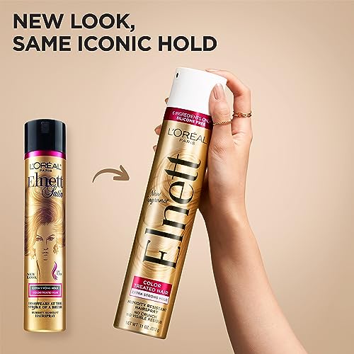 L'Oreal Paris Hair Care Elnett Satin Extra Strong Hold Hairspray - Unscented, Long Lasting + Humidity Resistant, Hair Styling Spray, 11 oz, (Pack of 2)