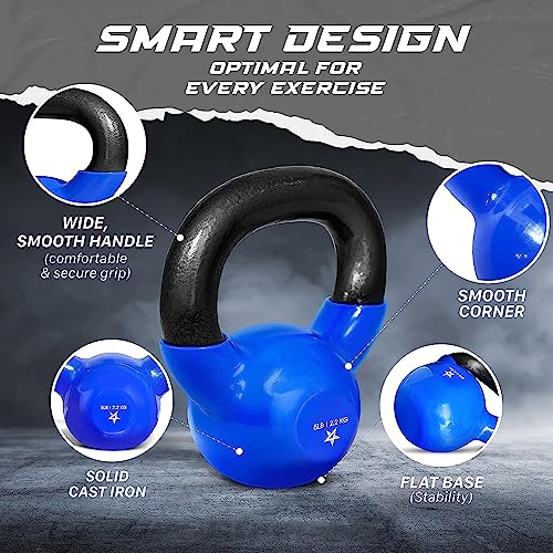 Yes4All Vinyl Coated Kettlebell Weights Set – Great for Full Body Workout and Strength Training – Vinyl Kettlebell 15 lbs