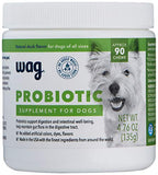 Amazon Brand - Wag Probiotic Supplement Chews for Dogs, Natural Duck Flavor, 90 count