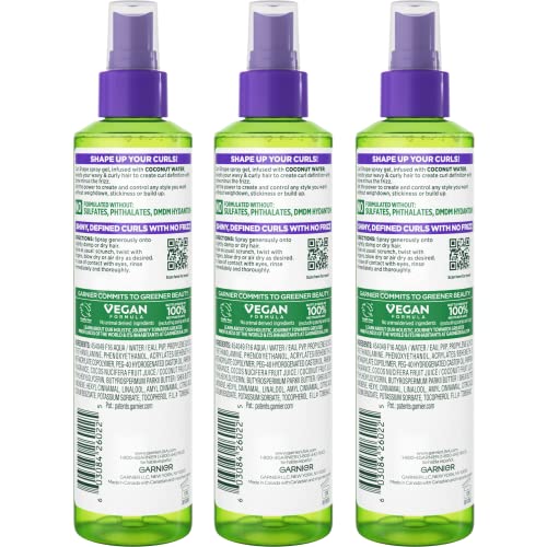 Garnier Fructis Style Curl Shape Defining Spray Gel for No Frizz, 8.5 Fl Oz, 3 Count (Packaging May Vary)