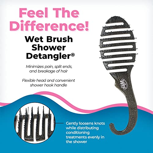 Wet Brush Detangling Brush, Shower Detangler Brush (Pink Glitter) - Wet & Dry Tangle-Free Hair Brush for Women & Men - No Tangle Soft & Flexible Bristles for Straight, Curly, & Thick Hair