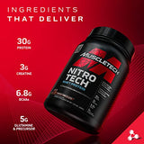 Whey Protein Powder | MuscleTech Nitro-Tech Whey Protein Isolate & Peptides | Protein + Creatine for Muscle Gain | Muscle Builder for Men & Women | Sports Nutrition | Chocolate, 10 lb (100 Servings)