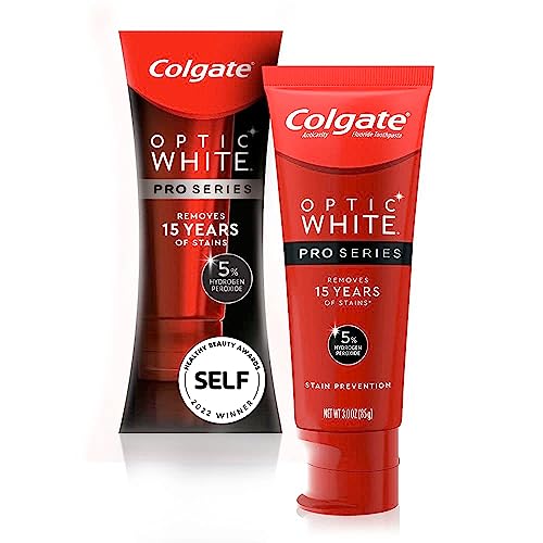 Colgate Optic White Pro Series Whitening Toothpaste with 5% Hydrogen Peroxide, Stain Prevention, 3 Oz Tube