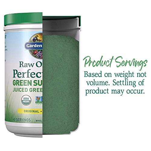 Garden of Life Raw Organic Perfect Food Alkalizer & Detoxifier Juiced Greens Superfood Powder - Lemon Ginger, 30 Servings - Non-GMO, Gluten Free Whole Food Dietary Supplement, Plus Probiotics