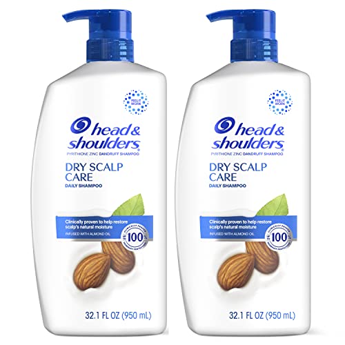 Head and Shoulders Shampoo, Daily-Use Anti-Dandruff Paraben Free Treatment, Dry Scalp Care with Almond Oil, 32.1 fl oz, Twin Pack (Packaging May Vary)