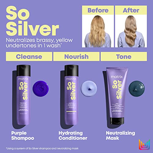 Matrix So Silver Conditioner | Hydrates Dull, Blonde & Silver Hair | Non-Color Depositing | For Color Treated Hair | Nourishes Dry,Brittle Hair | 10.1 Fl. Oz.| Packaging May Vary | Vegan