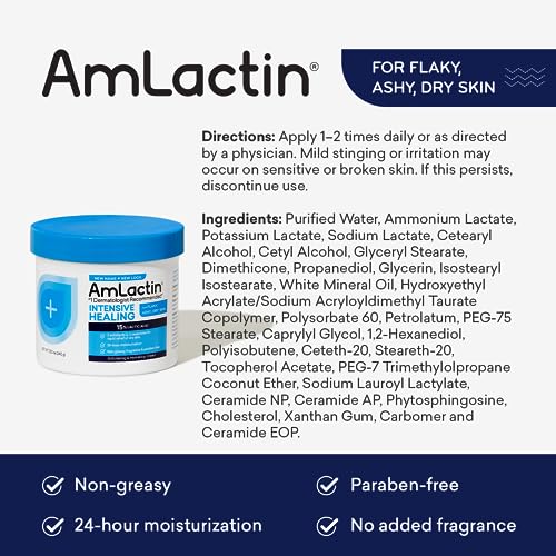 AmLactin Rapid Relief Restoring Body Cream – 12 oz Tub – 2-in-1 Exfoliator and Moisturizer for Dry Skin with 15% Lactic Acid and Ceramides for 24-Hour Moisturization