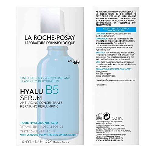 La Roche-Posay Hyalu B5 Pure Hyaluronic Acid Serum for Face, with Vitamin B5, Anti-Aging Serum for Fine Lines and Wrinkles, Hydrating Serum to Plump and Repair Dry Skin, Safe on Sensitive Skin