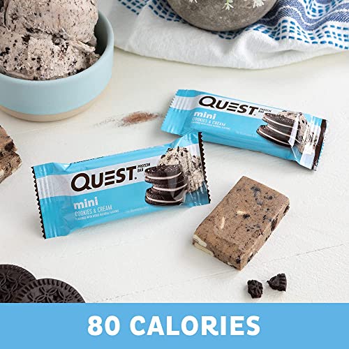 Quest Nutrition Mini Cookies & Cream Protein Bars, High Protein, Low Carb, Keto Friendly, 14 Count