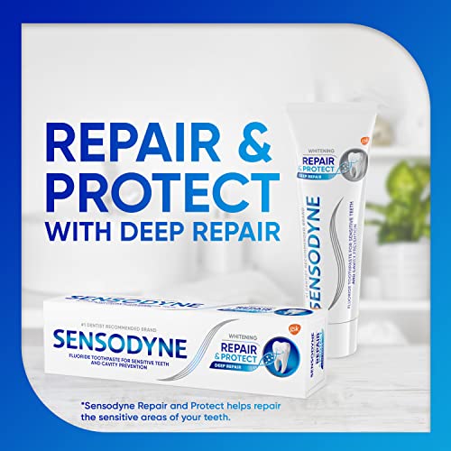 Sensodyne Repair and Protect Whitening Toothpaste, Toothpaste for Sensitive Teeth and Cavity Prevention, 3.4 oz (Pack of 2)