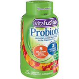 Vitafusion Probiotic Gummy Supplements, Raspberry, Peach and Mango Flavors, Probiotic Nutritional Supplements with 5 Billion CFUs, America’s Number 1 Gummy Vitamin Brand, 35 Day Supply, 70 Count