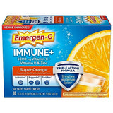 Emergen-C Immune+ Triple Action Immune Support Powder, BetaVia (R), 1000mg Vitamin C, B Vitamins, Vitamin D and Antioxidants, Super Orange – 50 Count