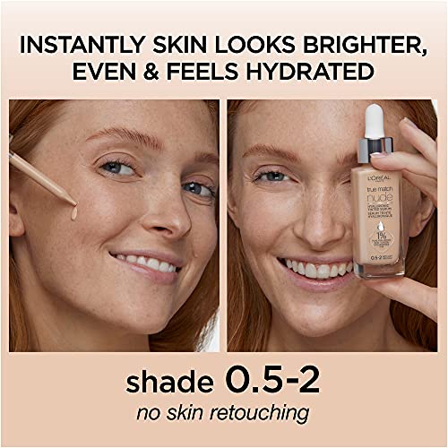 L’Oréal Paris True Match Nude Hyaluronic Tinted Serum Foundation with 1% Hyaluronic acid, Very Light 0.5-2, 1 fl. oz.