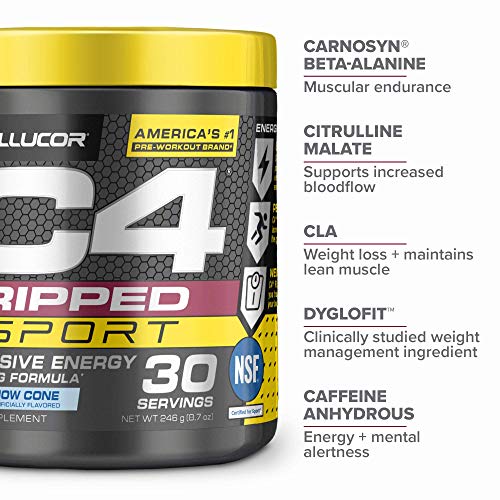 C4 Ripped Sport Pre Workout Powder Fruit Punch - NSF Certified for Sport + Sugar Free Preworkout Energy Supplement for Men & Women | 135mg Caffeine | 30 Servings