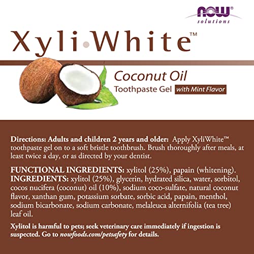 NOW Solutions, Xyliwhite™ Toothpaste Gel, Coconut Oil, Cleanses and Whitens, Cool Coconut-Mint Taste, 6.4-Ounce