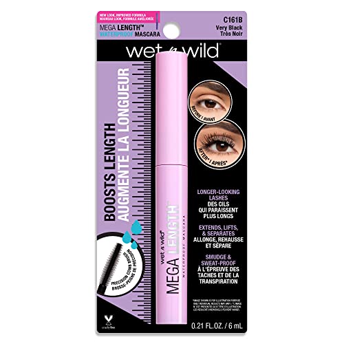 Waterproof Mascara By Wet n Wild Mega Length Waterproof Mascara, Very Black, 0.21 Ounce